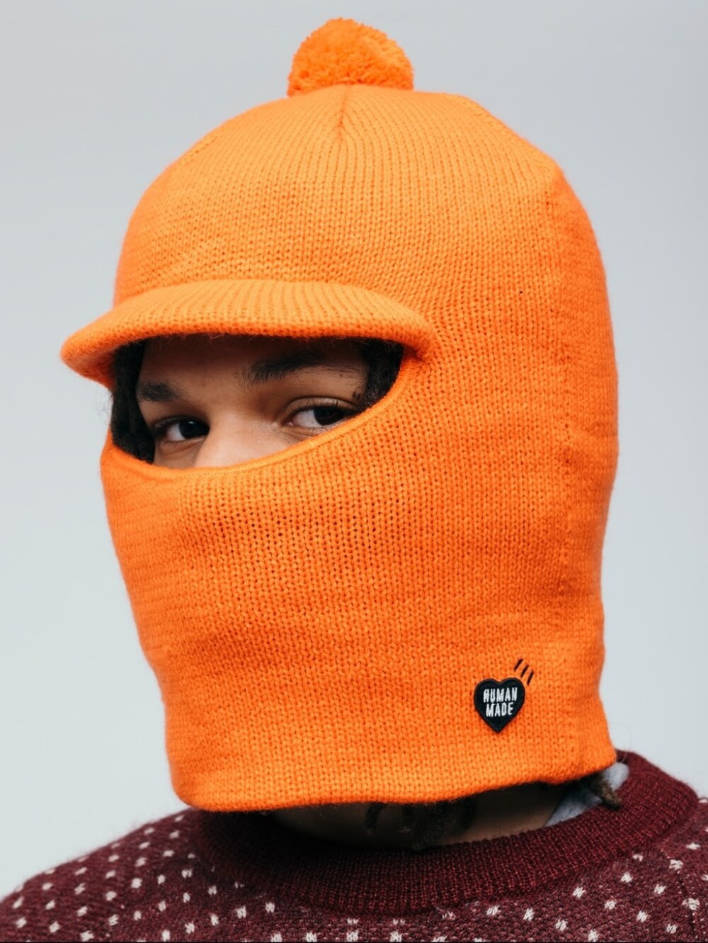 Human Made Orange Pom Knit Balaclava